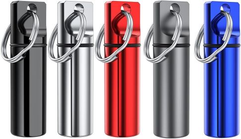 Small Portable Pill Box Keychain (5 Pack), Aluminium Alloy Mini Pill Organizer Case Container for Purse