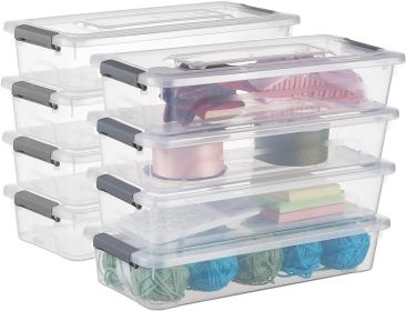 Plastic Storage Containers Clear Craft Storage Bins with Grey Handle
